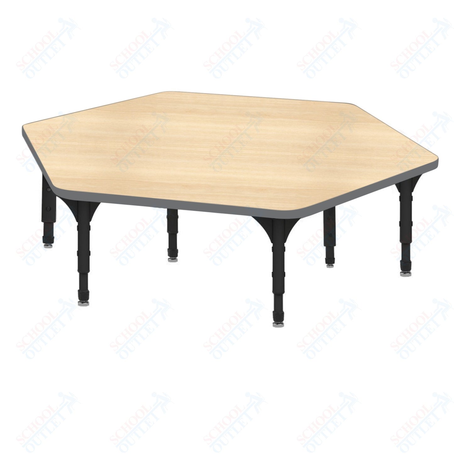 Marco Hexagon Floor Table 54.5" x 48" Adjustable Height 12"-15" (38-2254-MC)