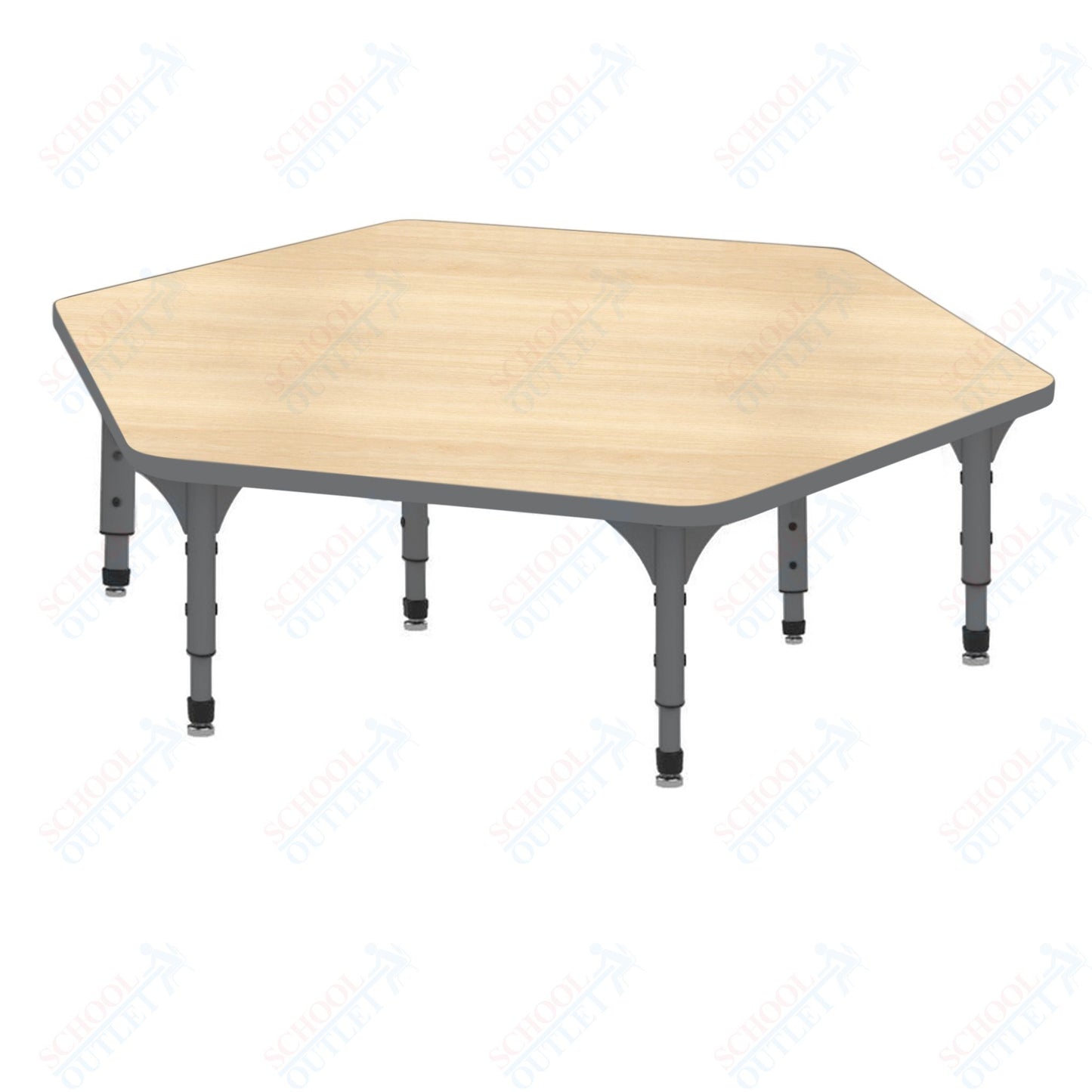 Marco Hexagon Floor Table 54.5" x 48" Adjustable Height 12"-15" (38-2254-MC)