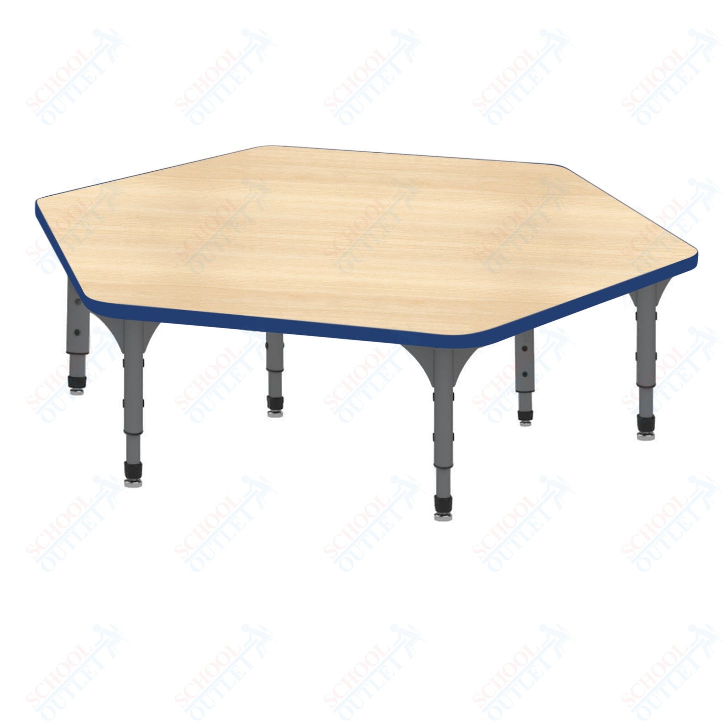 Marco Hexagon Floor Table 54.5" x 48" Adjustable Height 12"-15" (38-2254-MC)