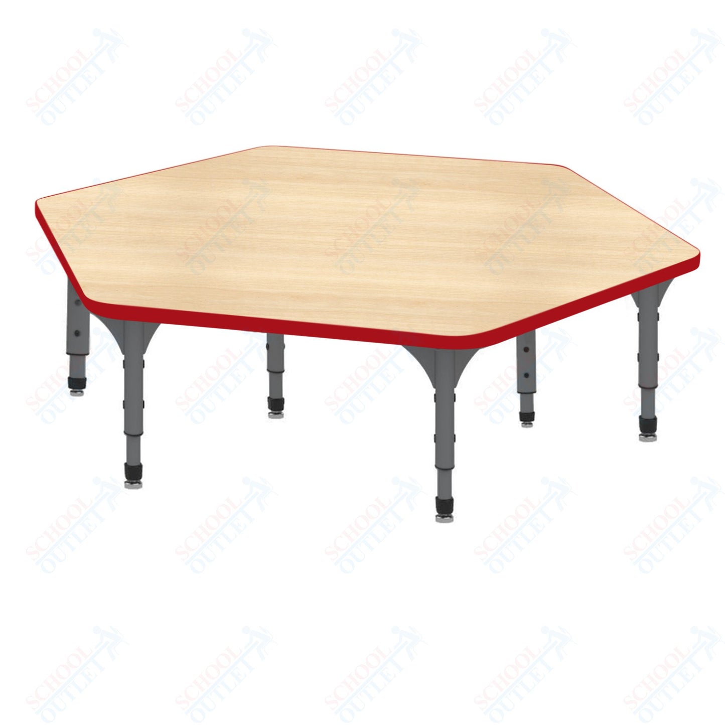 Marco Hexagon Floor Table 54.5" x 48" Adjustable Height 12"-15" (38-2254-MC)