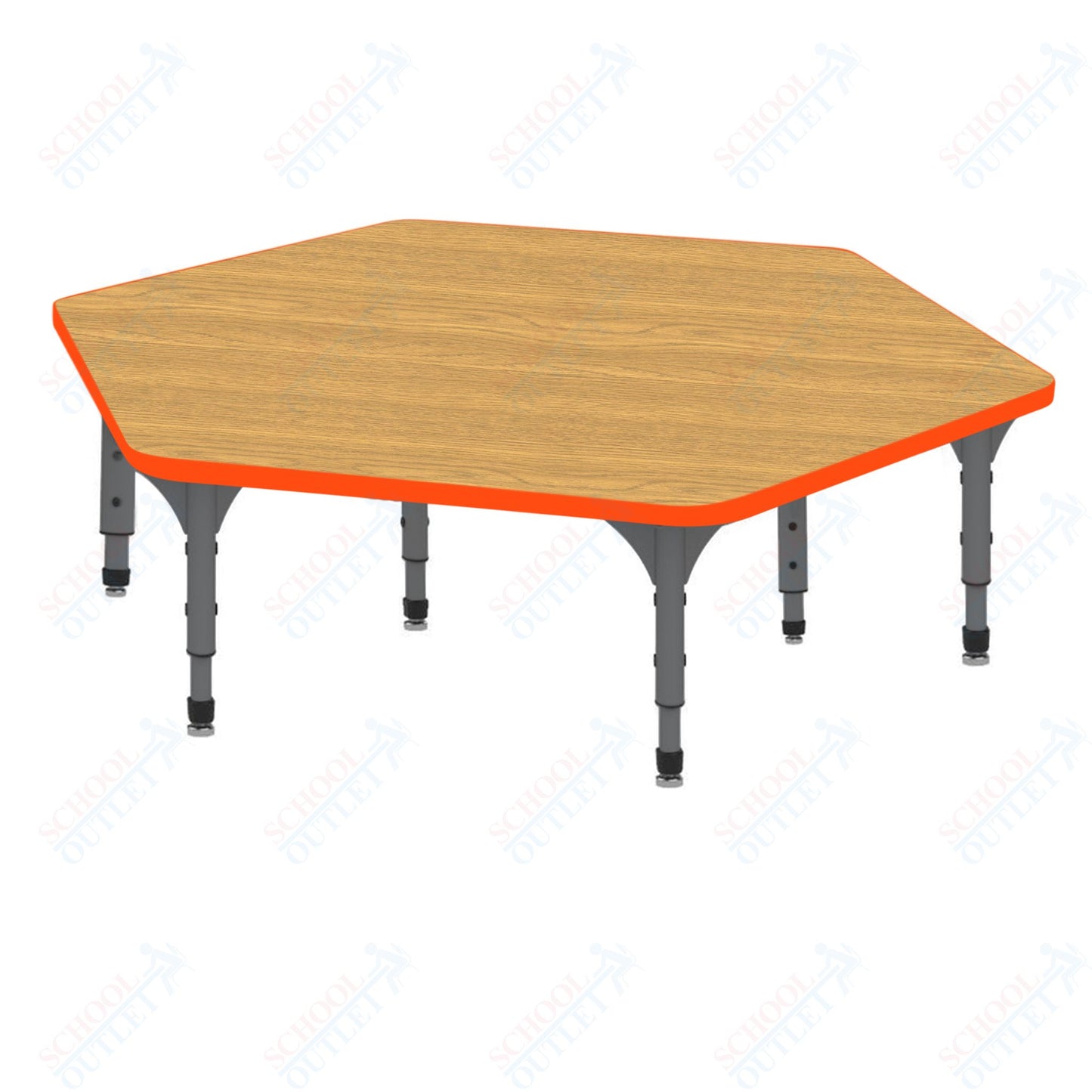 Marco Hexagon Floor Table 54.5" x 48" Adjustable Height 12"-15" (38-2254-MC)