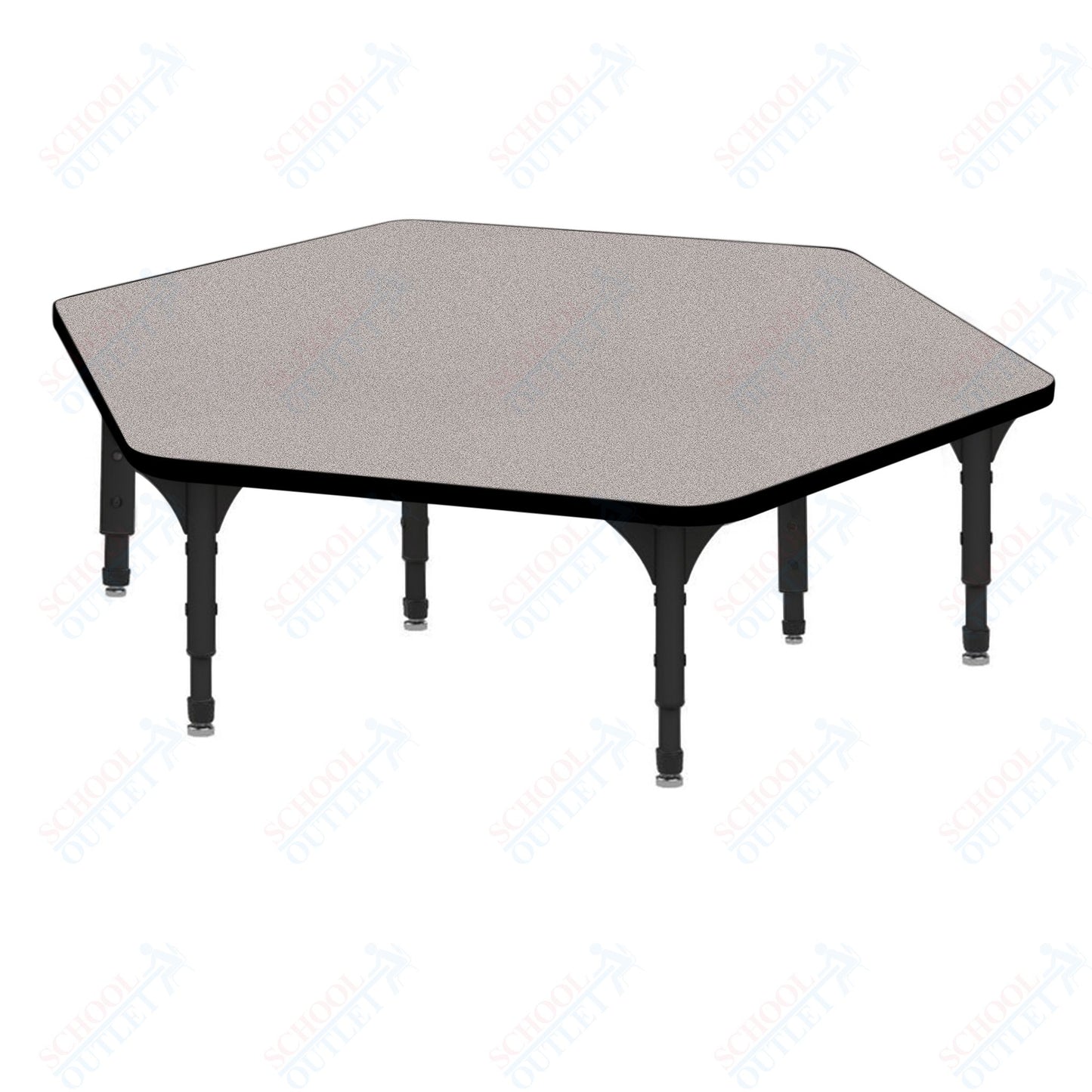 Marco Hexagon Floor Table 54.5" x 48" Adjustable Height 12"-15" (38-2254-MC)