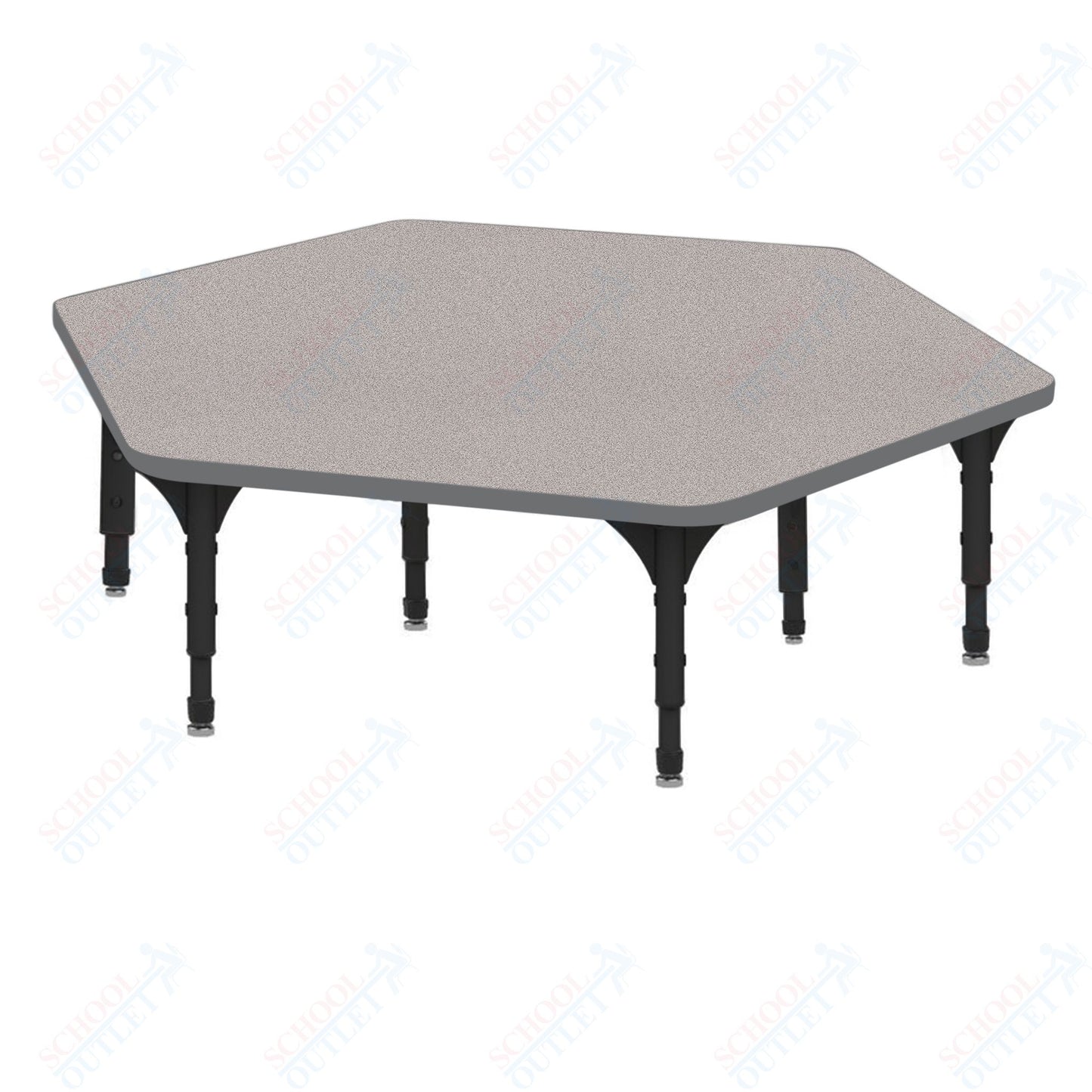 Marco Hexagon Floor Table 54.5" x 48" Adjustable Height 12"-15" (38-2254-MC)