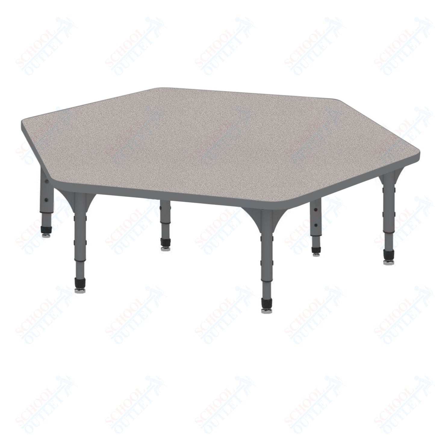 Marco Hexagon Floor Table 54.5" x 48" Adjustable Height 12"-15" (38-2254-MC)