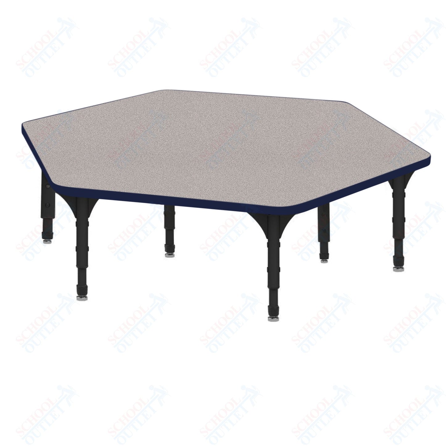 Marco Hexagon Floor Table 54.5" x 48" Adjustable Height 12"-15" (38-2254-MC)