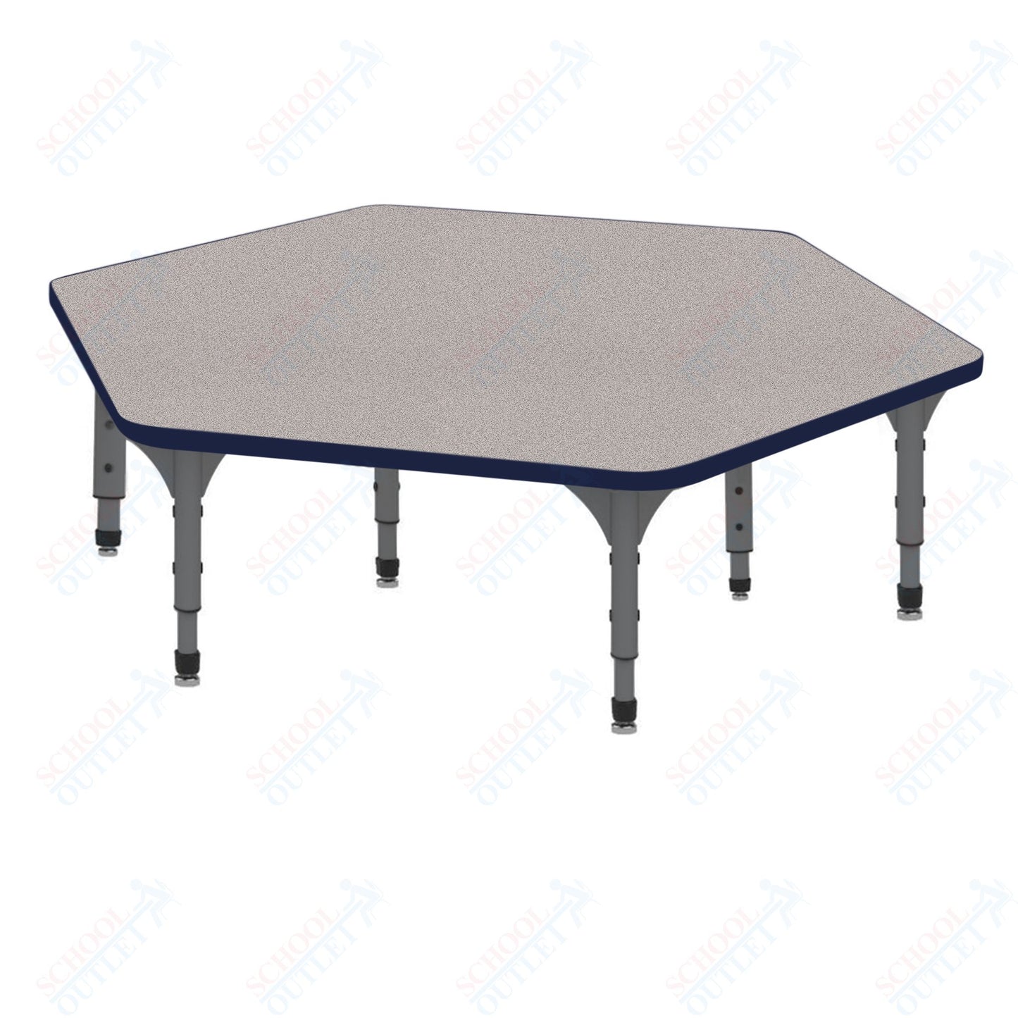 Marco Hexagon Floor Table 54.5" x 48" Adjustable Height 12"-15" (38-2254-MC)