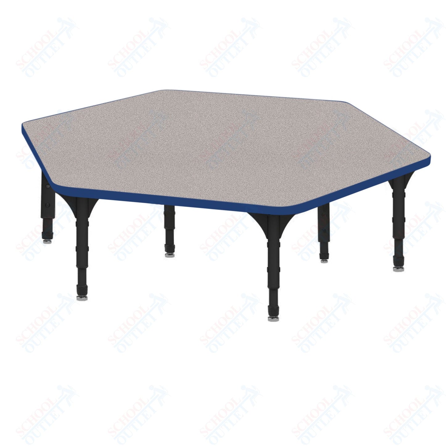 Marco Hexagon Floor Table 54.5" x 48" Adjustable Height 12"-15" (38-2254-MC)