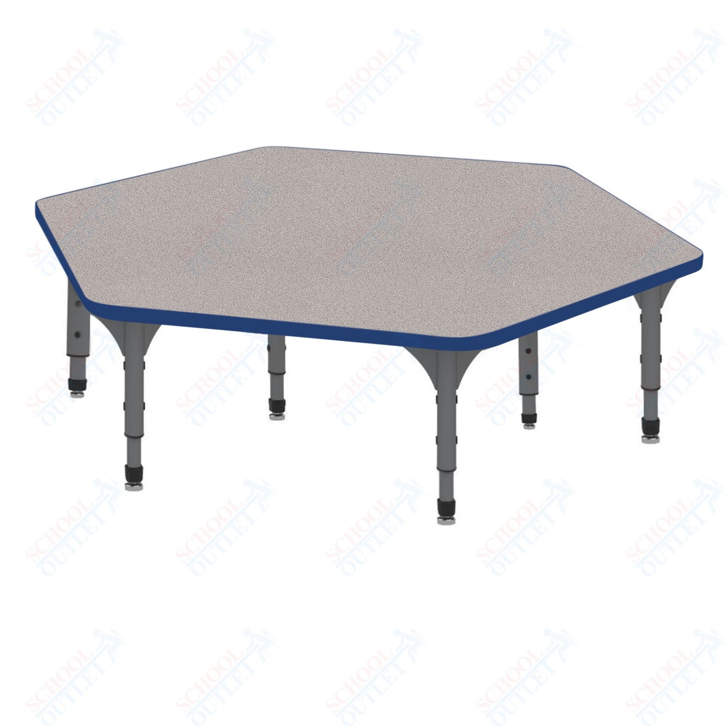 Marco Hexagon Floor Table 54.5" x 48" Adjustable Height 12"-15" (38-2254-MC)