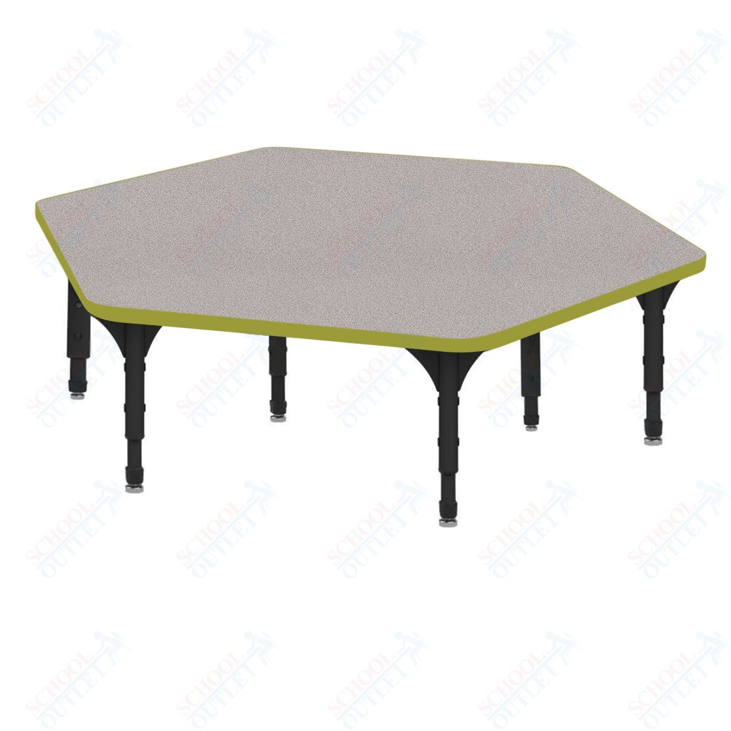 Marco Hexagon Floor Table 54.5" x 48" Adjustable Height 12"-15" (38-2254-MC)