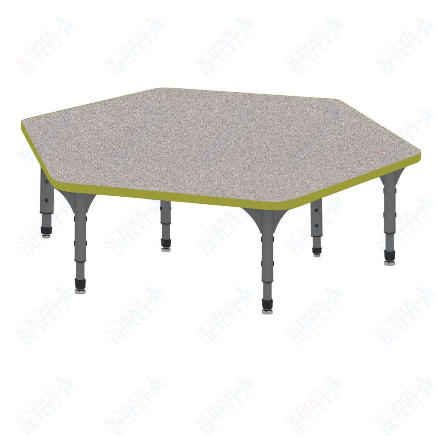 Marco Hexagon Floor Table 54.5" x 48" Adjustable Height 12"-15" (38-2254-MC)