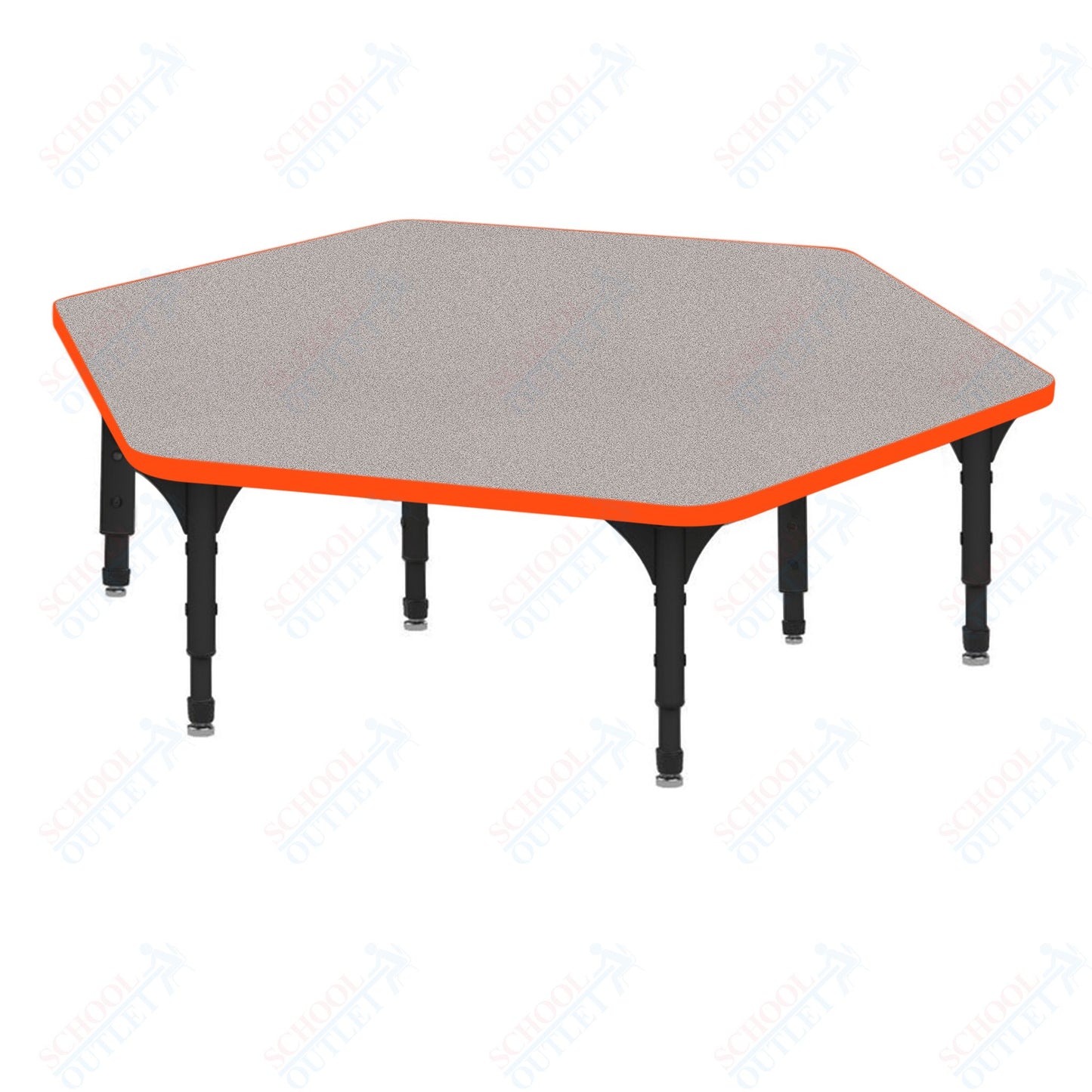 Marco Hexagon Floor Table 54.5" x 48" Adjustable Height 12"-15" (38-2254-MC)