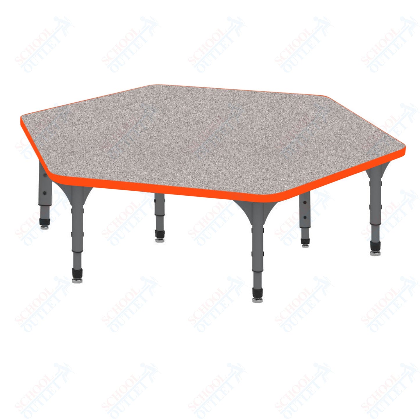 Marco Hexagon Floor Table 54.5" x 48" Adjustable Height 12"-15" (38-2254-MC)
