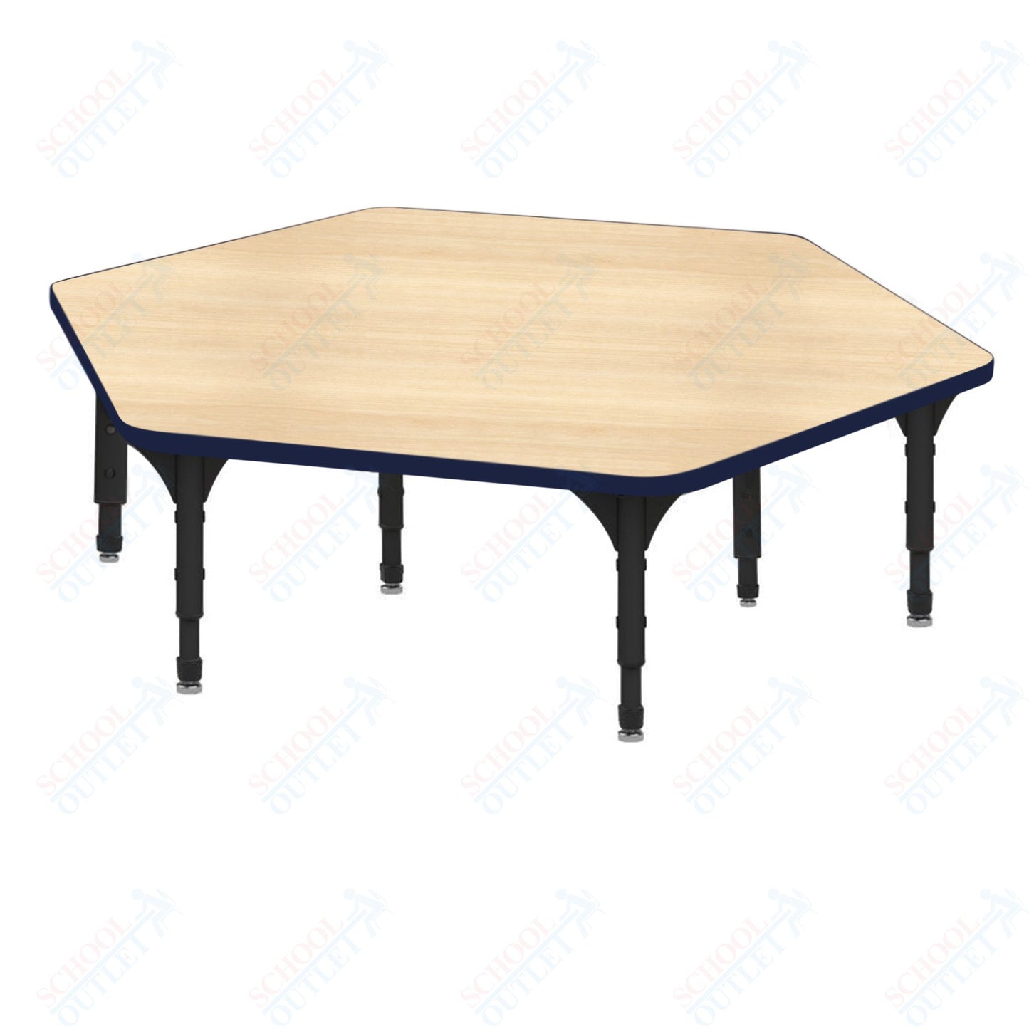Marco Hexagon Floor Table 54.5" x 48" Adjustable Height 12"-15" (38-2254-MC)