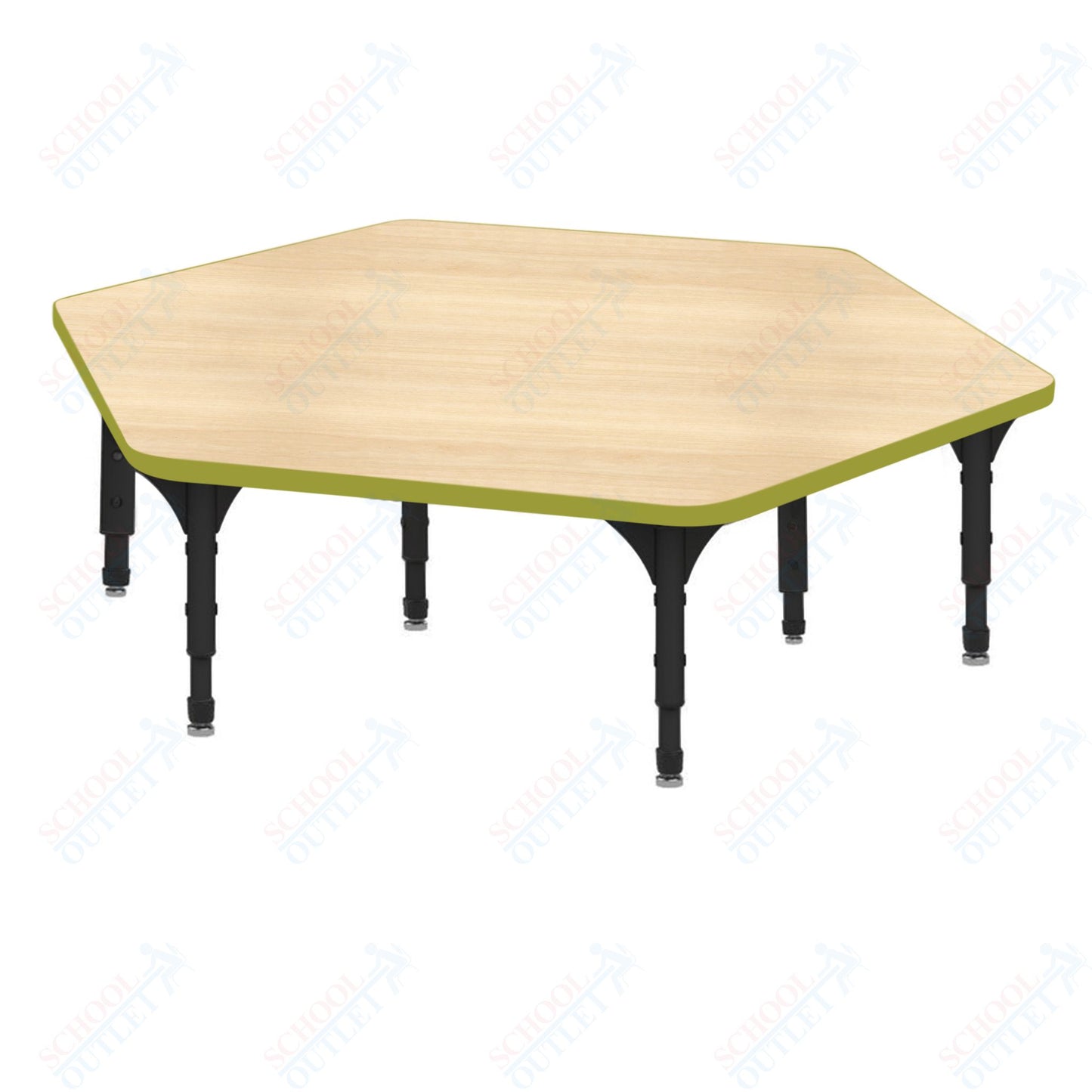 Marco Hexagon Floor Table 54.5" x 48" Adjustable Height 12"-15" (38-2254-MC)