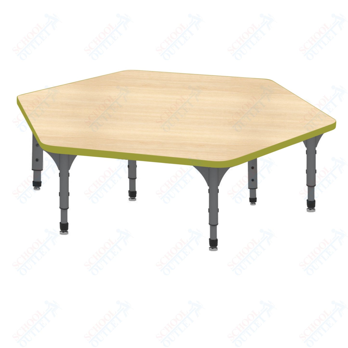 Marco Hexagon Floor Table 54.5" x 48" Adjustable Height 12"-15" (38-2254-MC)