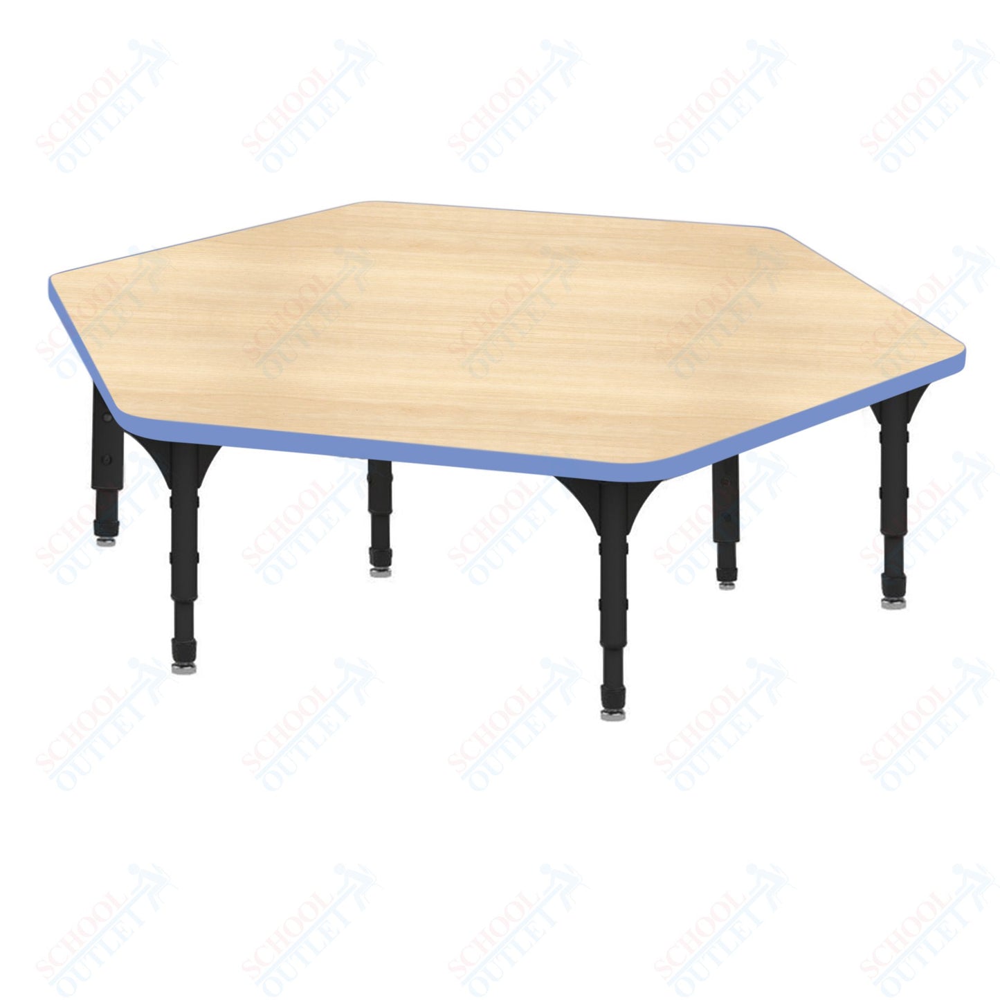 Marco Hexagon Floor Table 54.5" x 48" Adjustable Height 12"-15" (38-2254-MC)