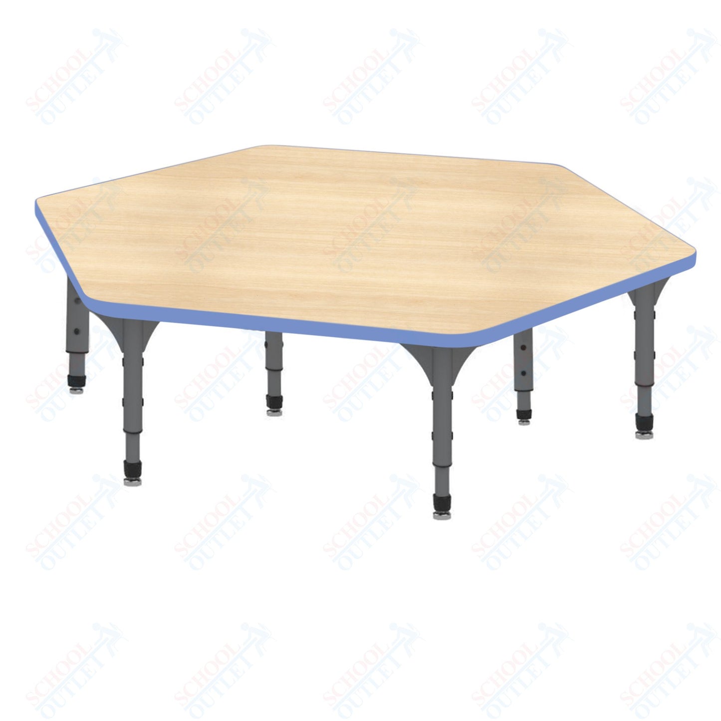 Marco Hexagon Floor Table 54.5" x 48" Adjustable Height 12"-15" (38-2254-MC)