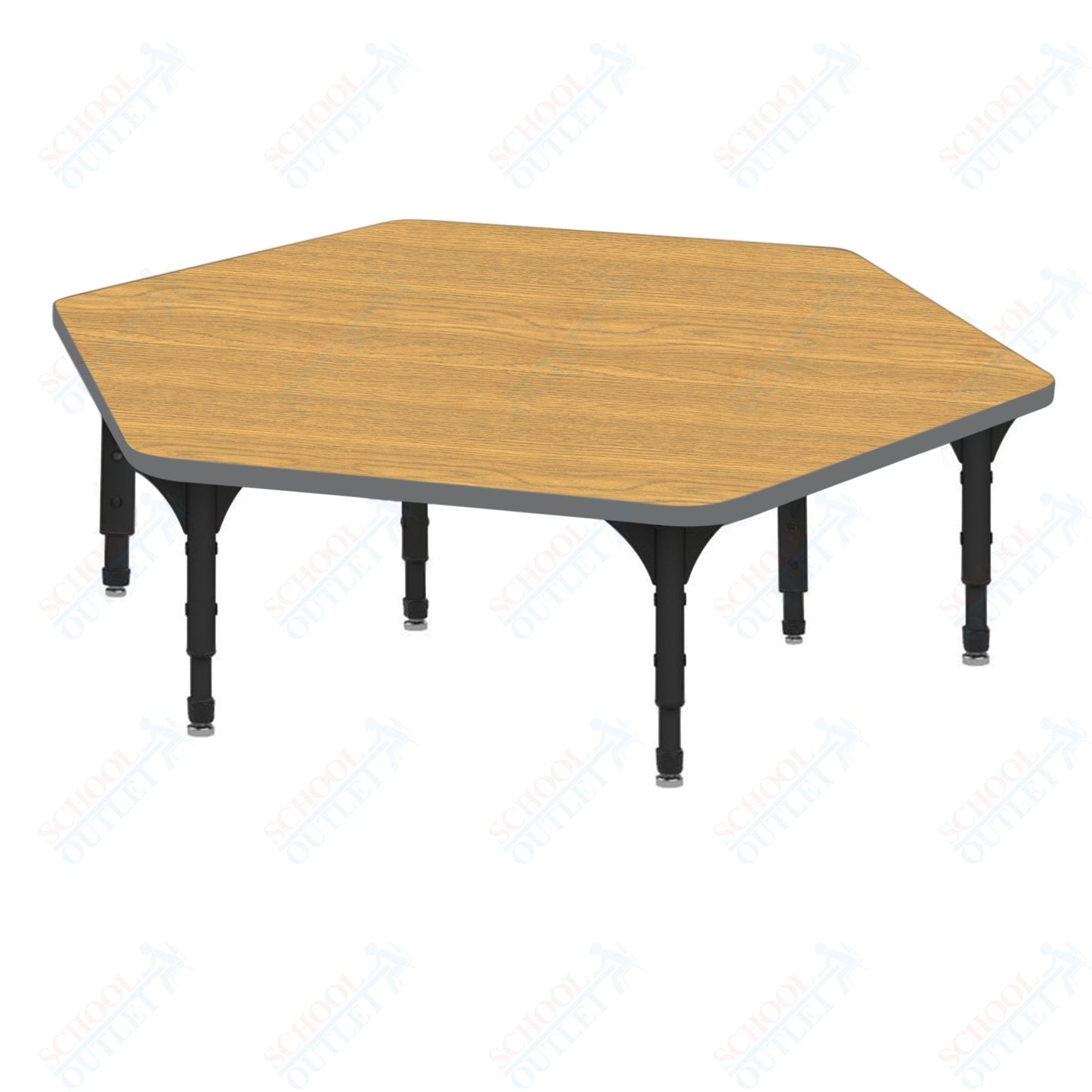 Marco Hexagon Floor Table 54.5" x 48" Adjustable Height 12"-15" (38-2254-MC)