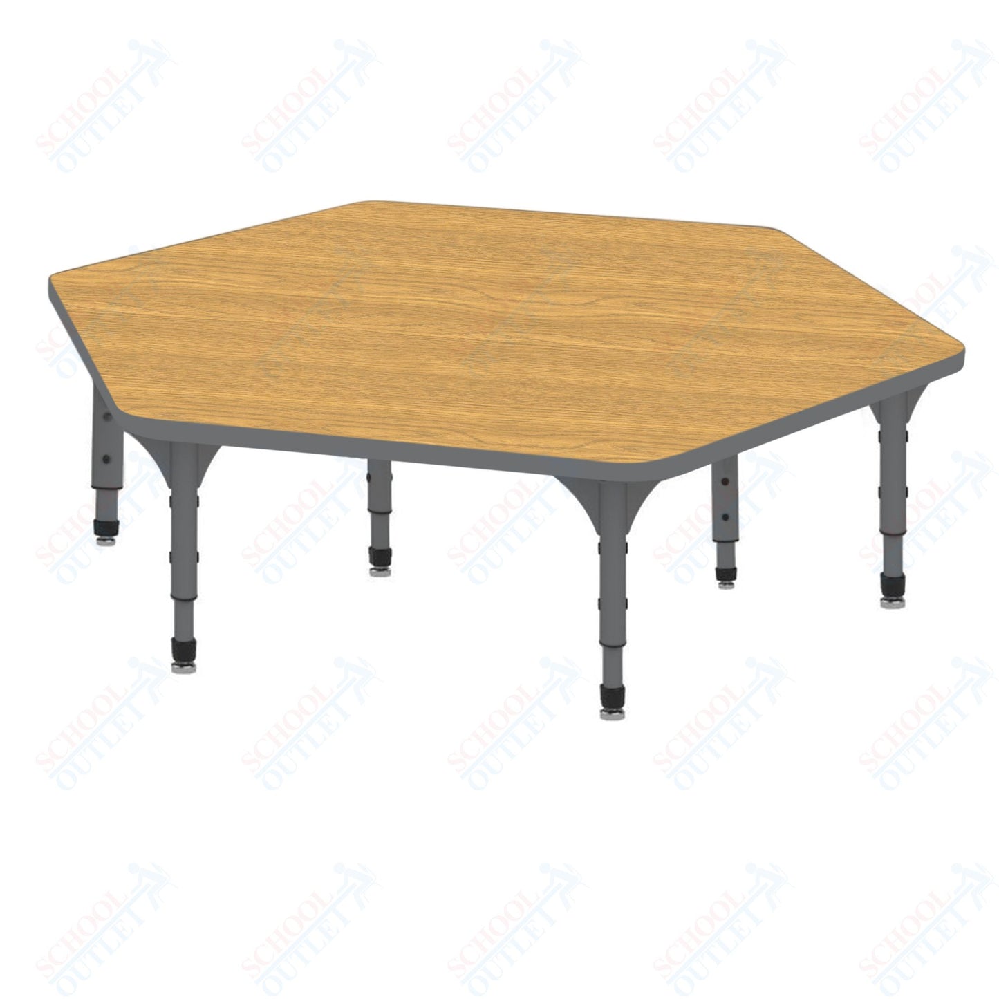 Marco Hexagon Floor Table 54.5" x 48" Adjustable Height 12"-15" (38-2254-MC)
