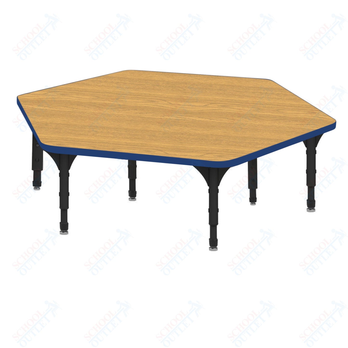 Marco Hexagon Floor Table 54.5" x 48" Adjustable Height 12"-15" (38-2254-MC)