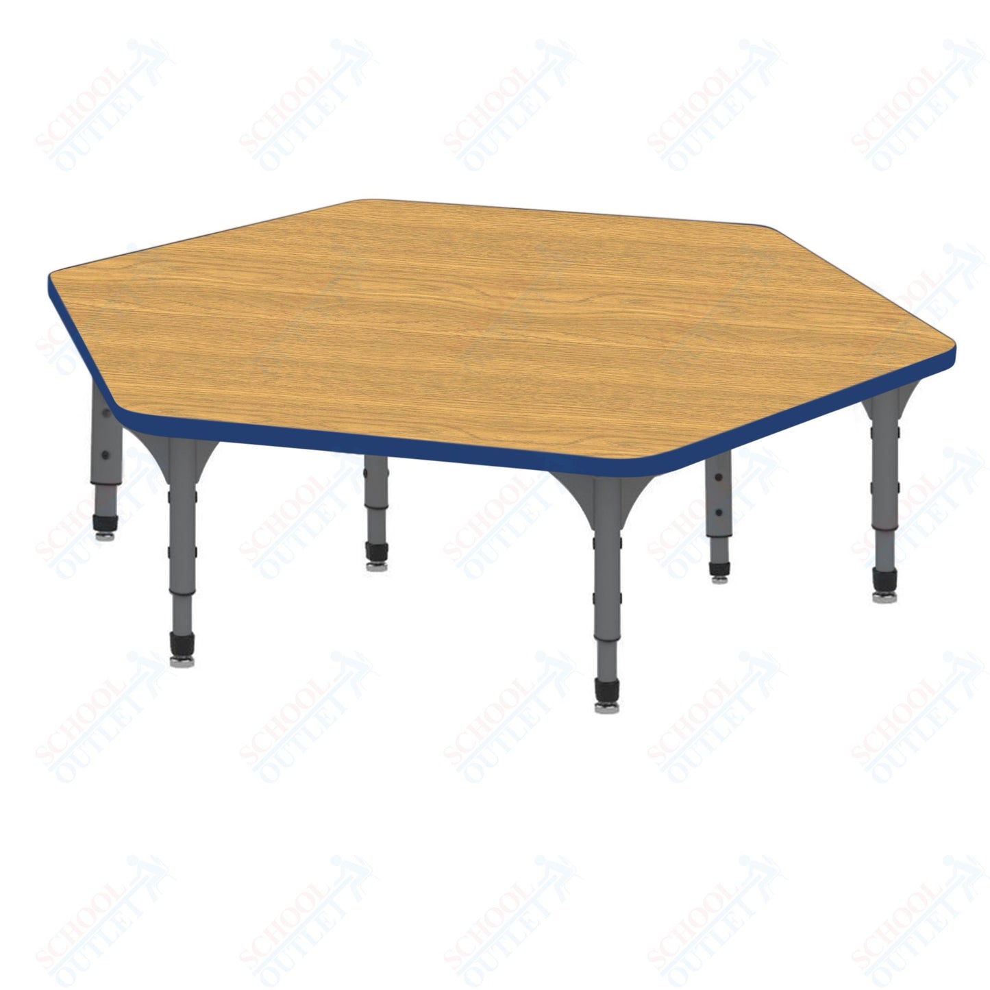 Marco Hexagon Floor Table 54.5" x 48" Adjustable Height 12"-15" (38-2254-MC)