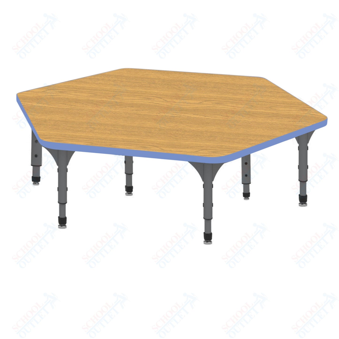 Marco Hexagon Floor Table 54.5" x 48" Adjustable Height 12"-15" (38-2254-MC)