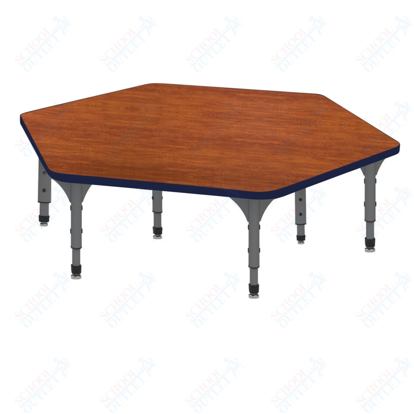 Marco Hexagon Floor Table 54.5" x 48" Adjustable Height 12"-15" (38-2254-MC)