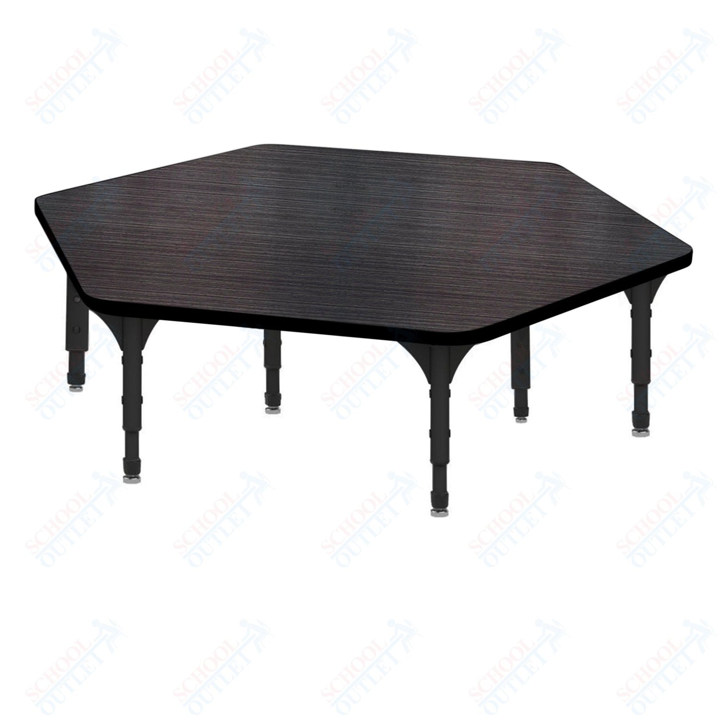 Marco Hexagon Floor Table 54.5" x 48" Adjustable Height 12"-15" (38-2254-MC)