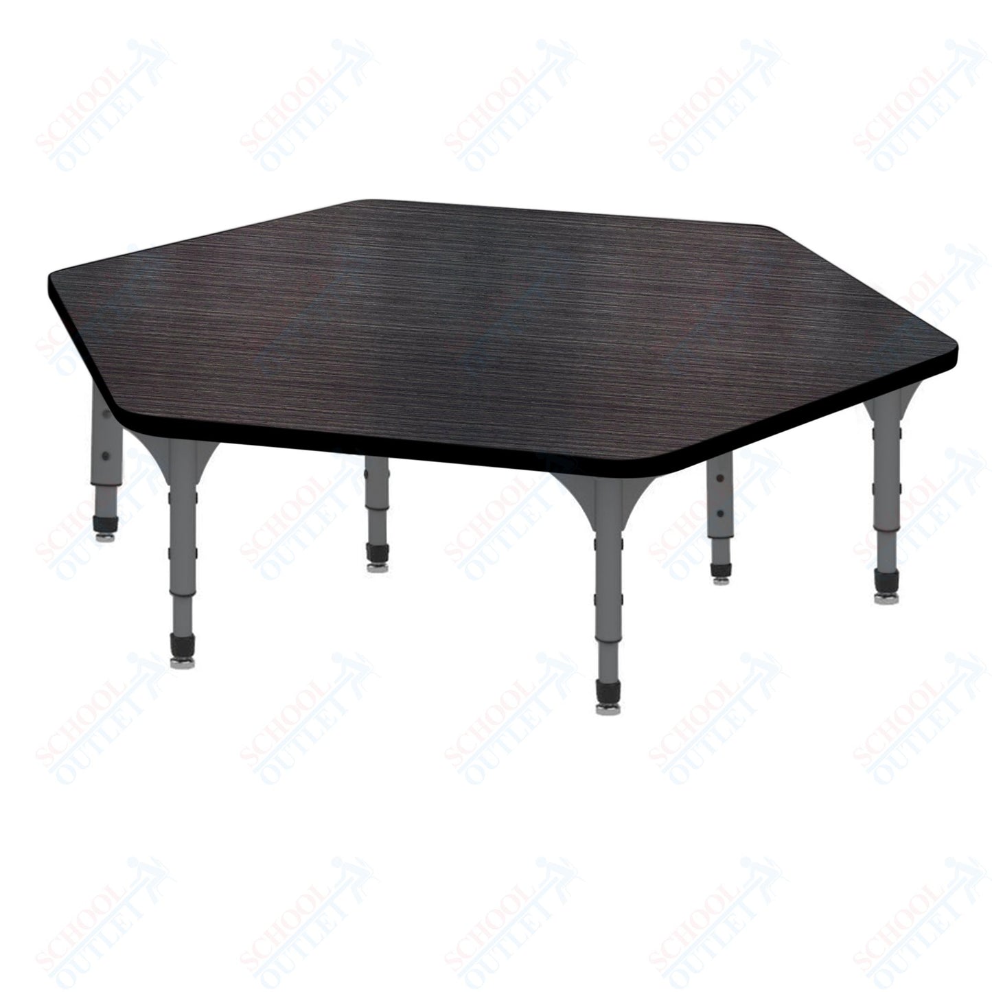 Marco Hexagon Floor Table 54.5" x 48" Adjustable Height 12"-15" (38-2254-MC)