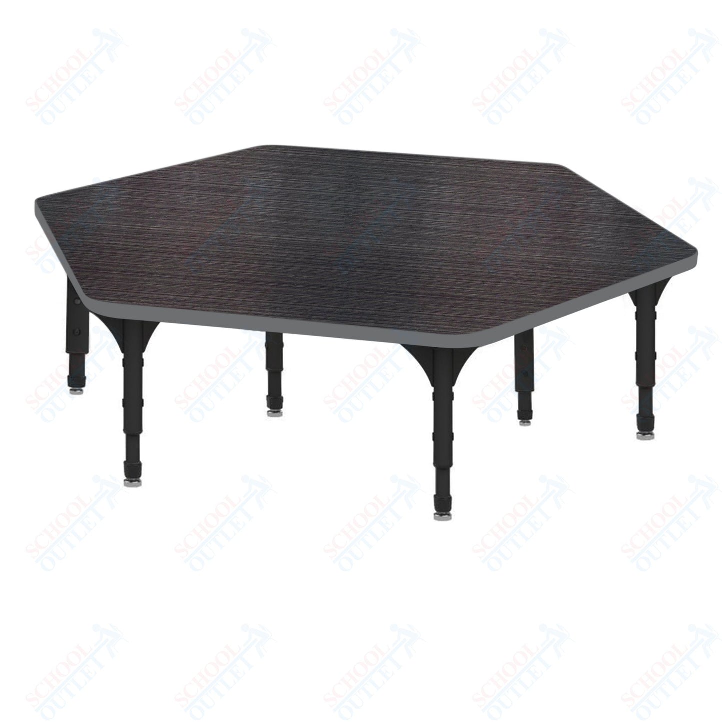 Marco Hexagon Floor Table 54.5" x 48" Adjustable Height 12"-15" (38-2254-MC)