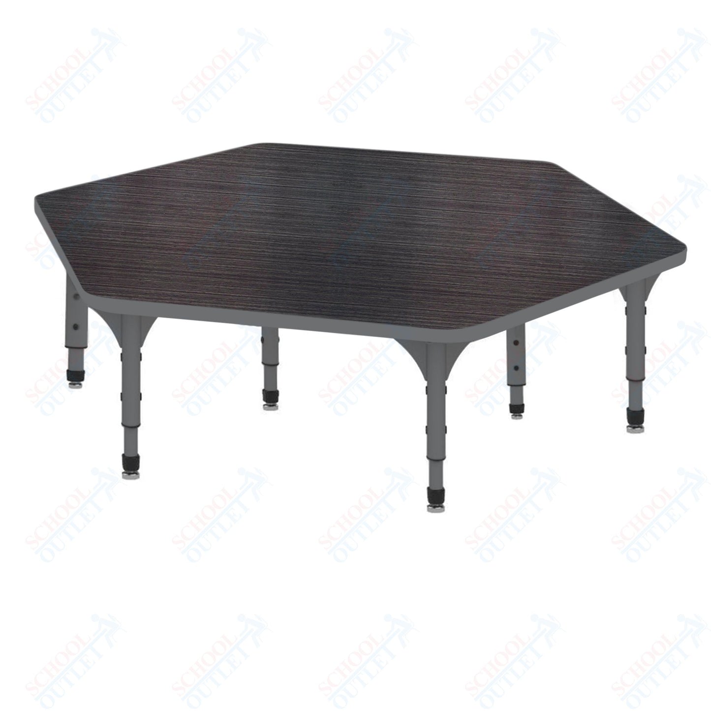 Marco Hexagon Floor Table 54.5" x 48" Adjustable Height 12"-15" (38-2254-MC)
