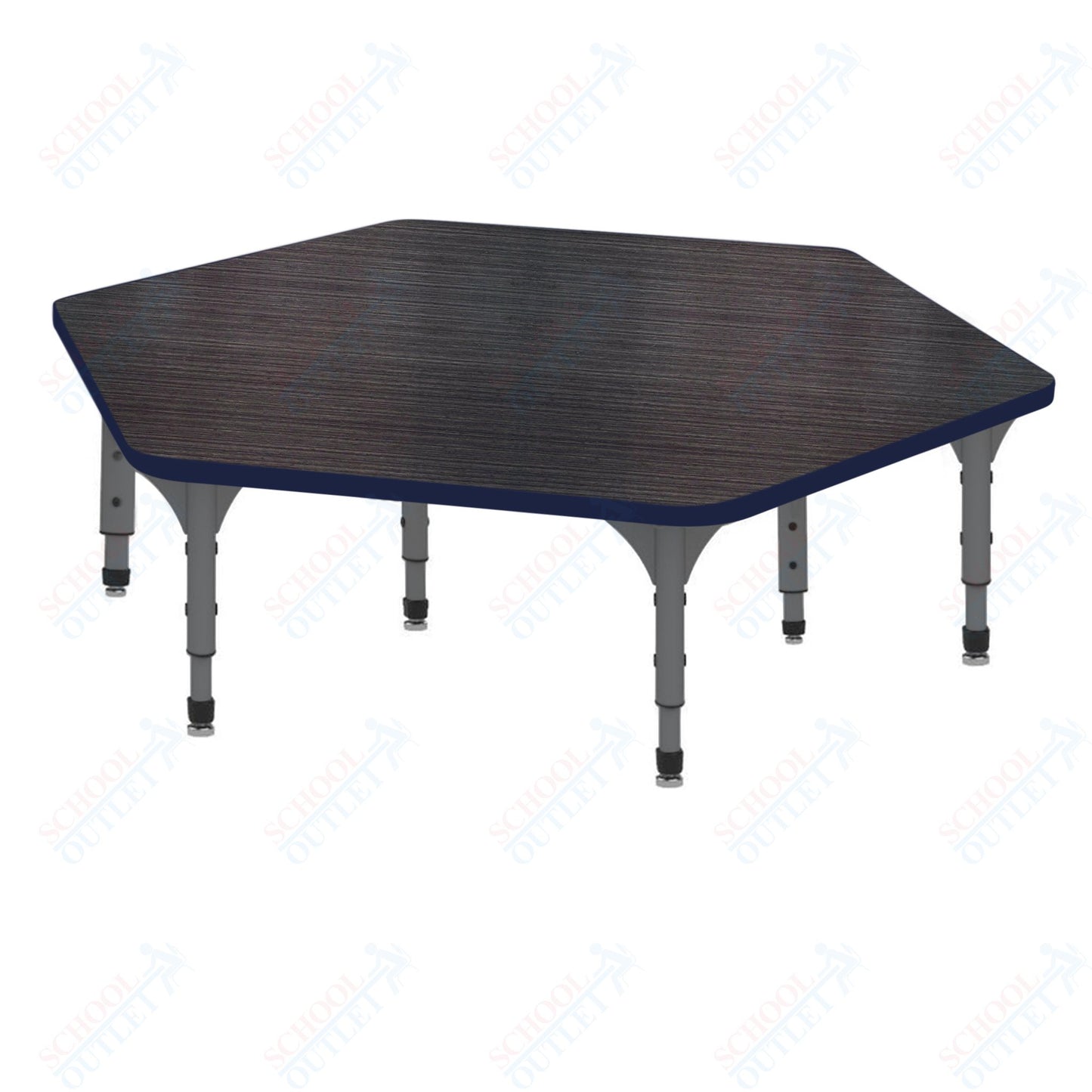 Marco Hexagon Floor Table 54.5" x 48" Adjustable Height 12"-15" (38-2254-MC)