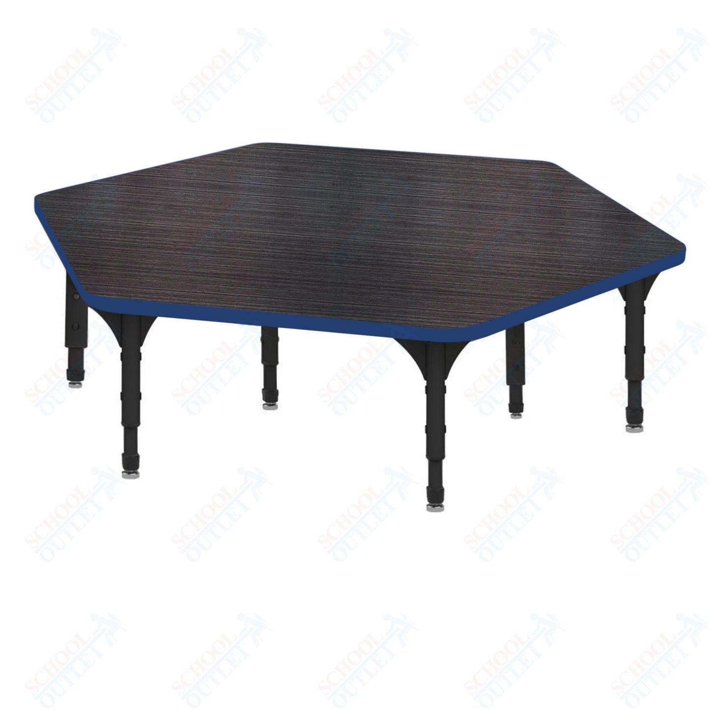 Marco Hexagon Floor Table 54.5" x 48" Adjustable Height 12"-15" (38-2254-MC)