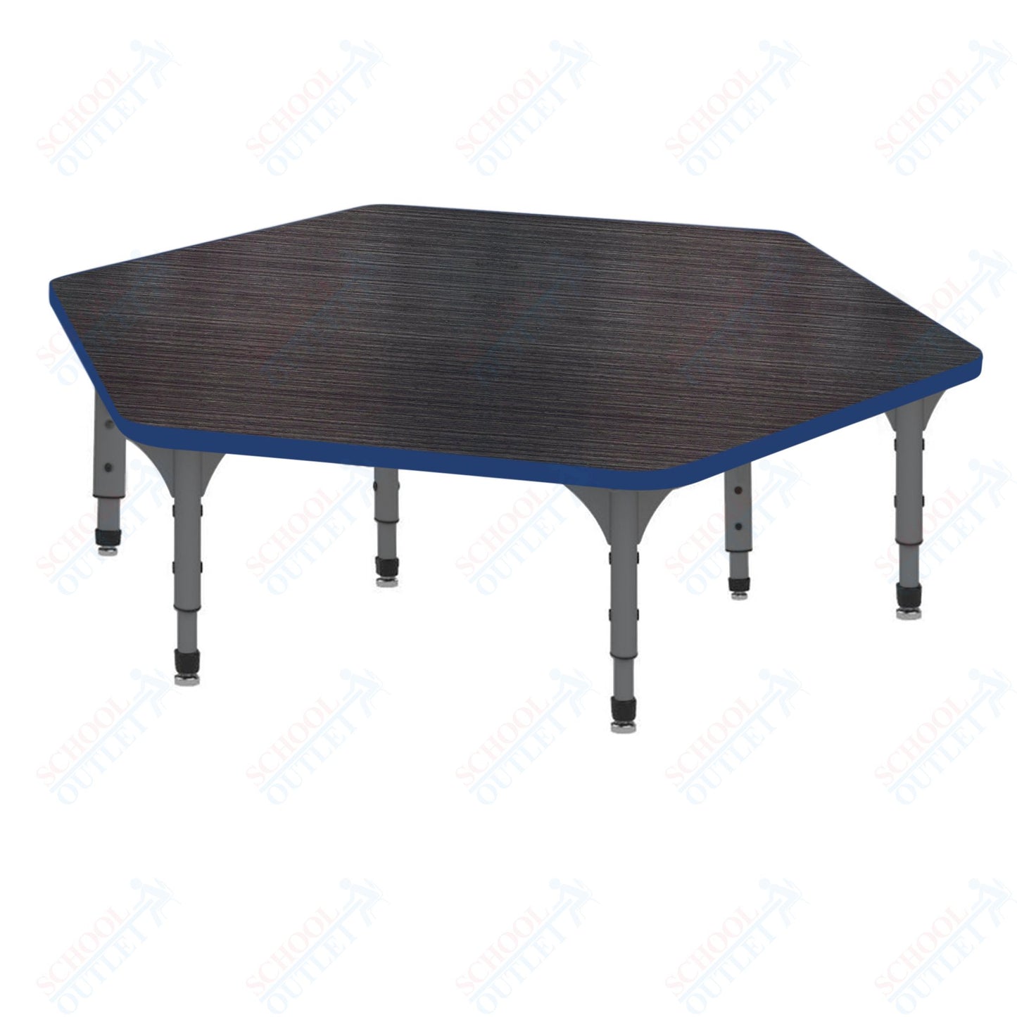 Marco Hexagon Floor Table 54.5" x 48" Adjustable Height 12"-15" (38-2254-MC)