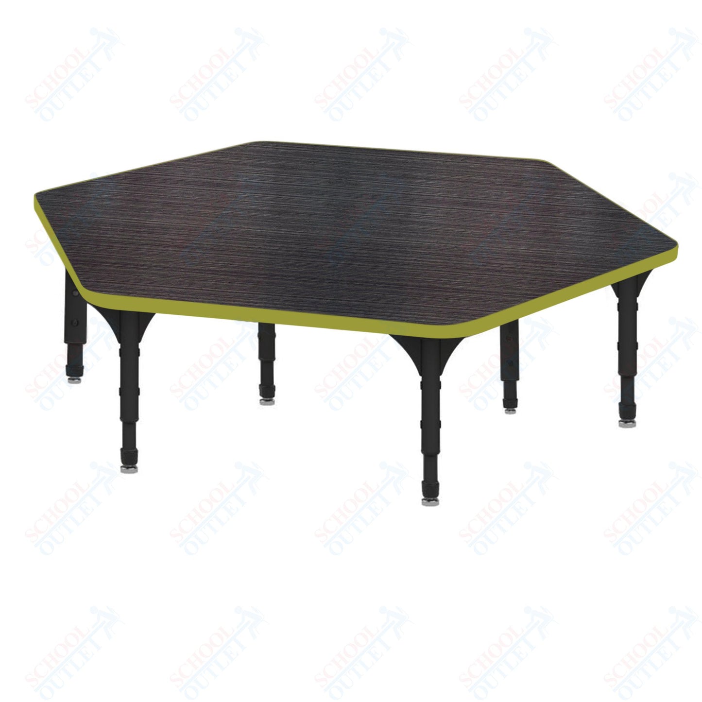 Marco Hexagon Floor Table 54.5" x 48" Adjustable Height 12"-15" (38-2254-MC)