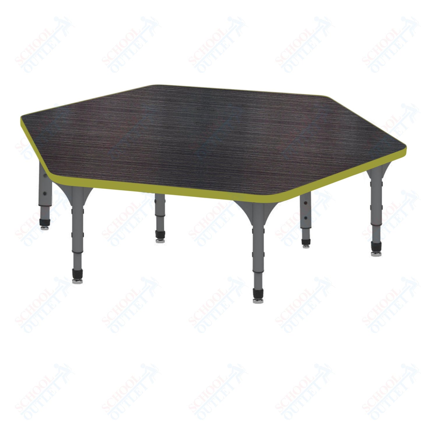 Marco Hexagon Floor Table 54.5" x 48" Adjustable Height 12"-15" (38-2254-MC)