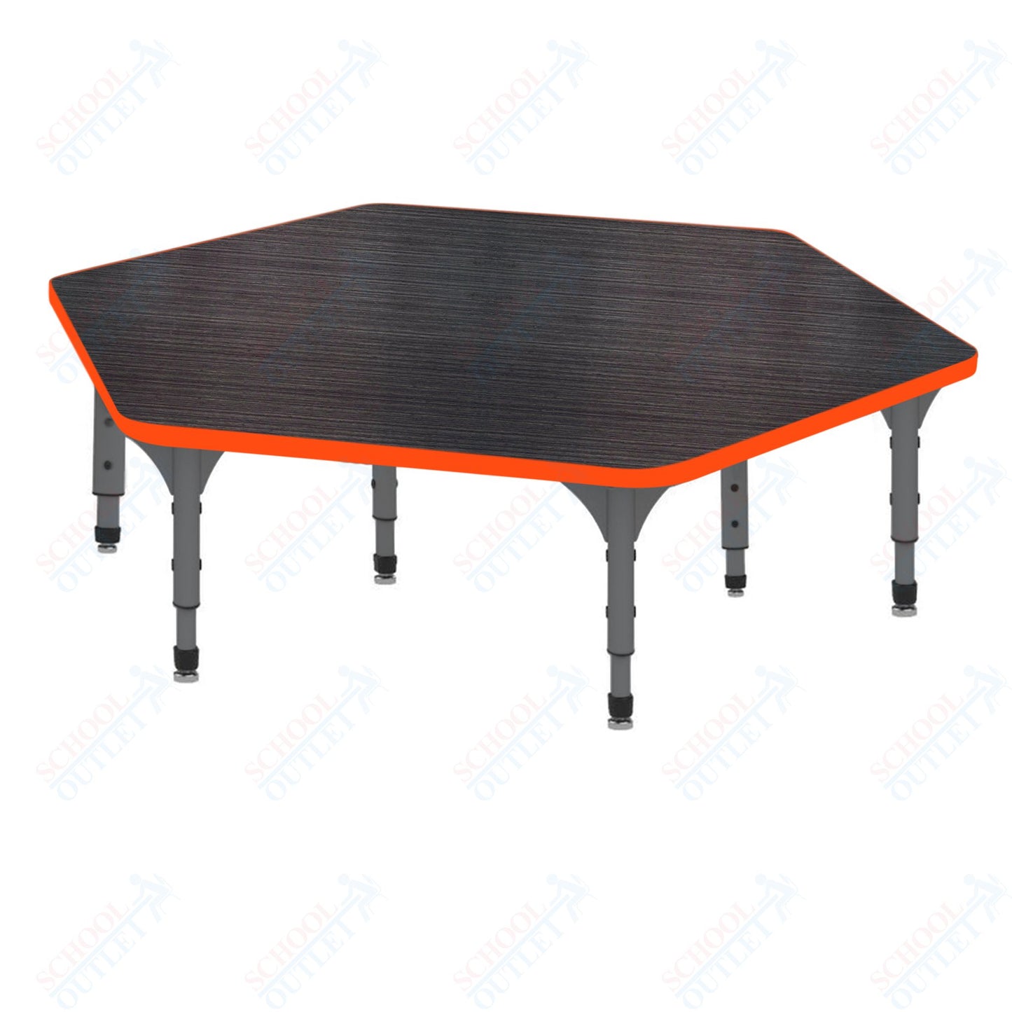Marco Hexagon Floor Table 54.5" x 48" Adjustable Height 12"-15" (38-2254-MC)