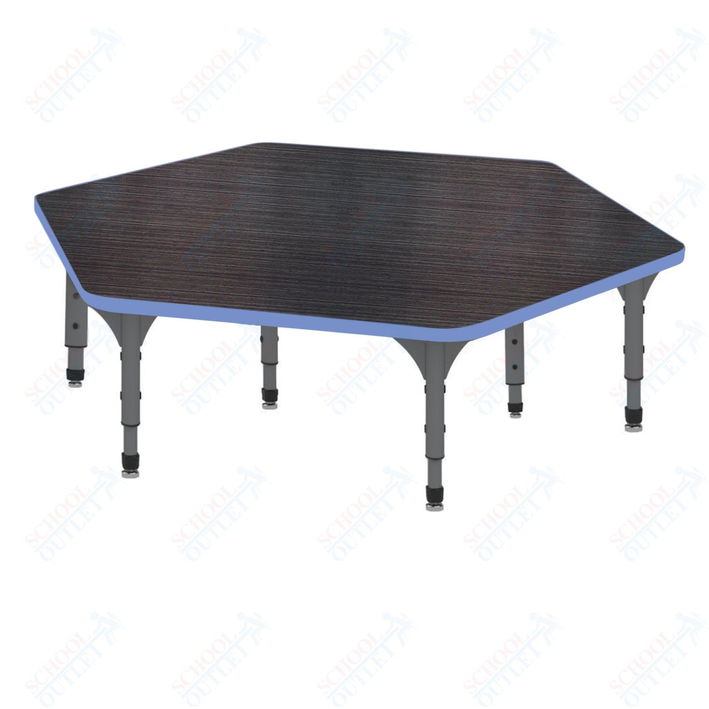 Marco Hexagon Floor Table 54.5" x 48" Adjustable Height 12"-15" (38-2254-MC)