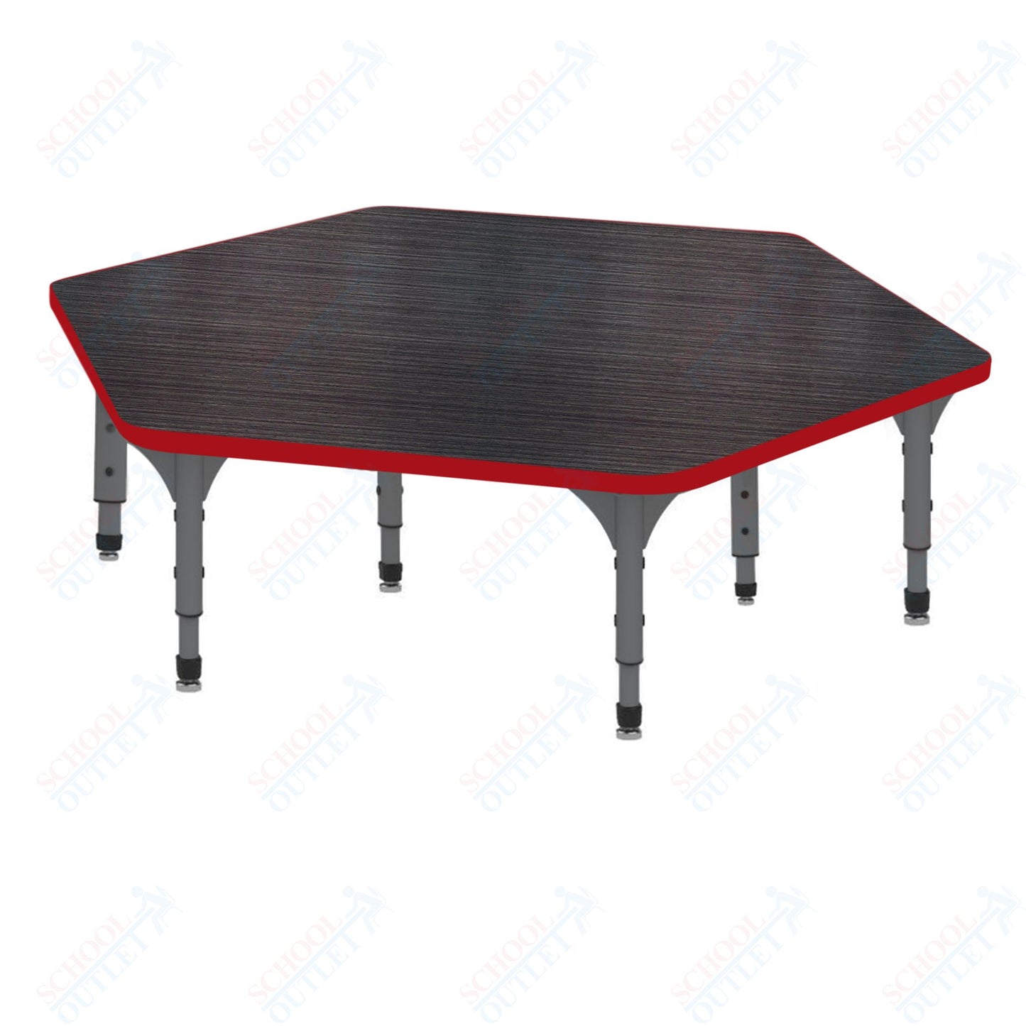Marco Hexagon Floor Table 54.5" x 48" Adjustable Height 12"-15" (38-2254-MC)
