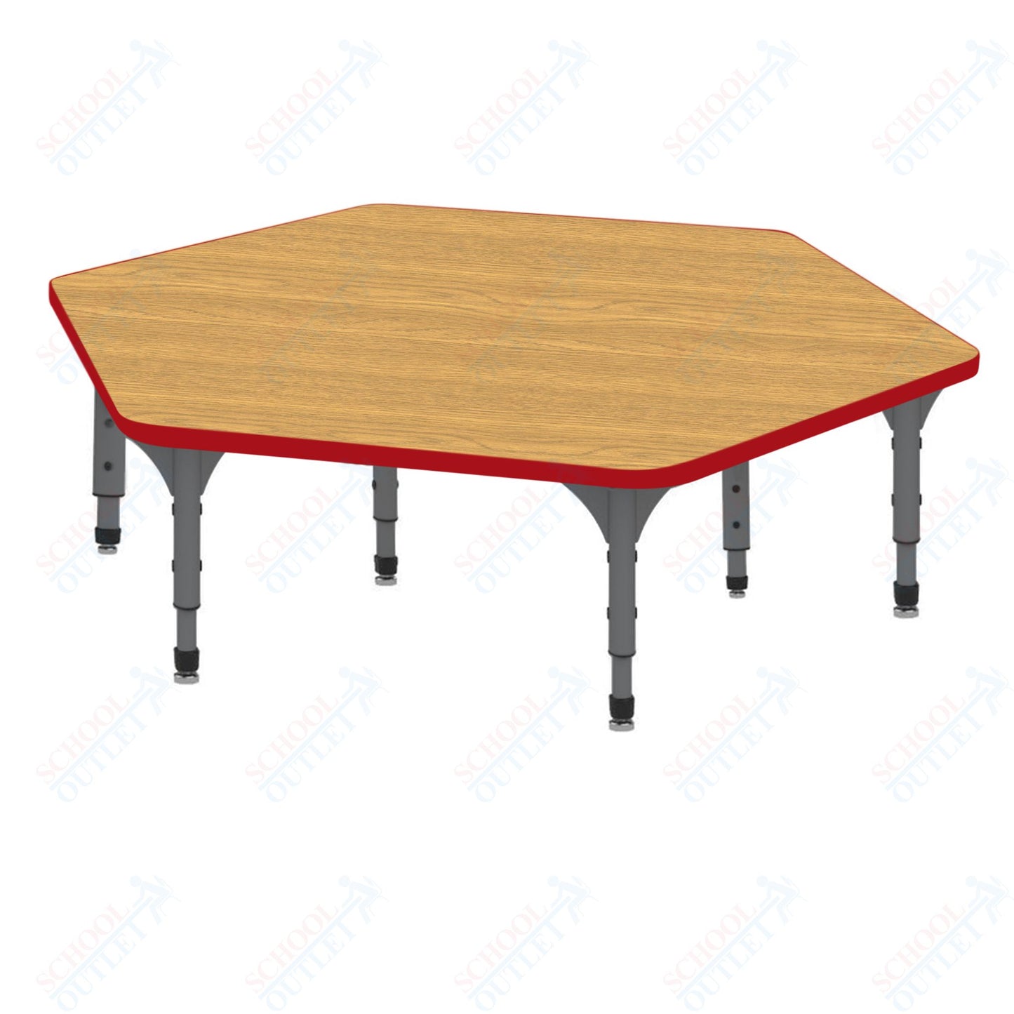 Marco Hexagon Floor Table 54.5" x 48" Adjustable Height 12"-15" (38-2254-MC)