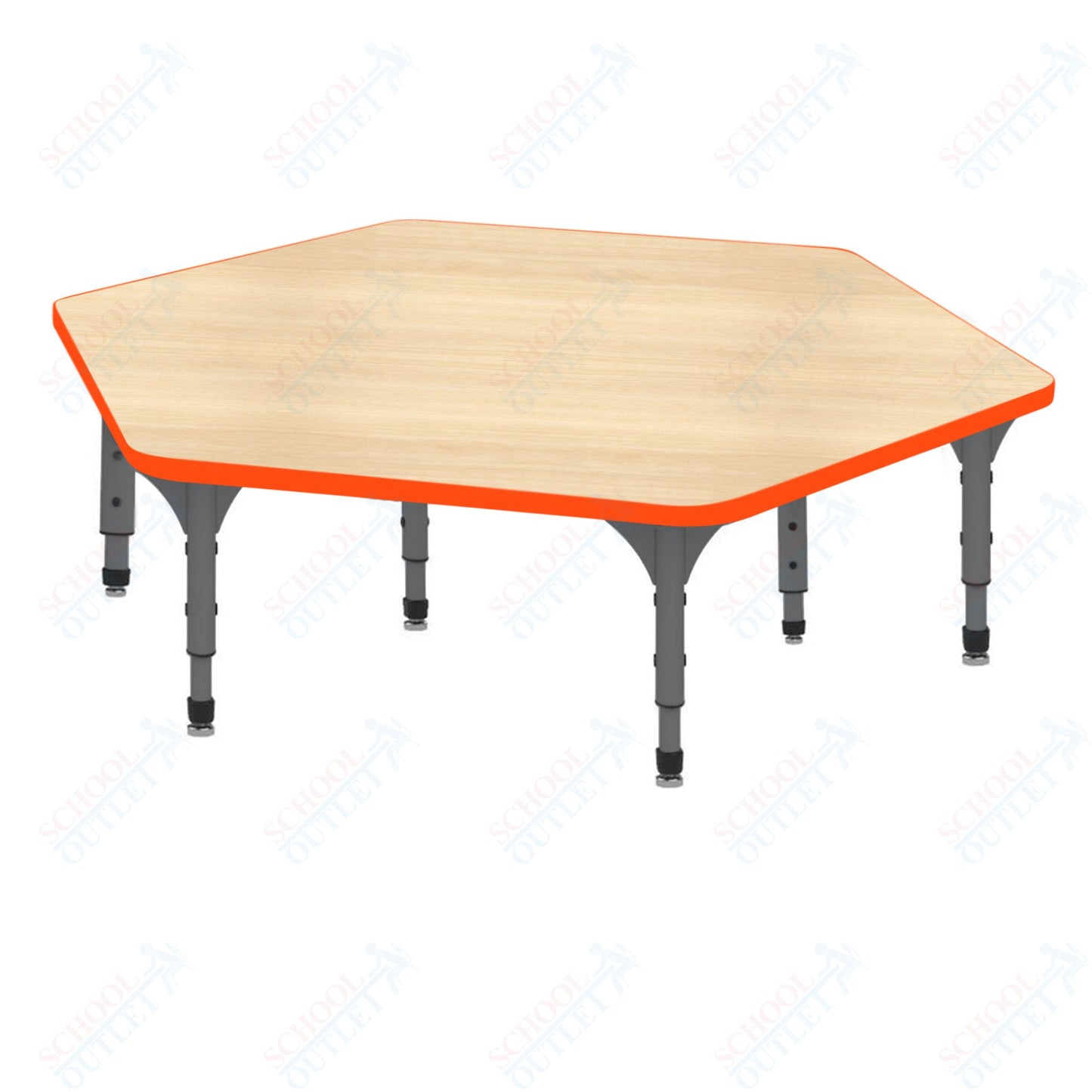 Marco Hexagon Floor Table 54.5" x 48" Adjustable Height 12"-15" (38-2254-MC)