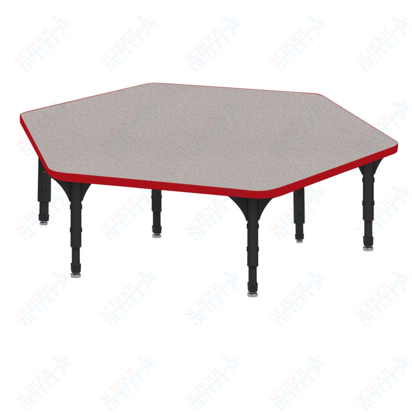 Marco Hexagon Floor Table 54.5" x 48" Adjustable Height 12"-15" (38-2254-MC)