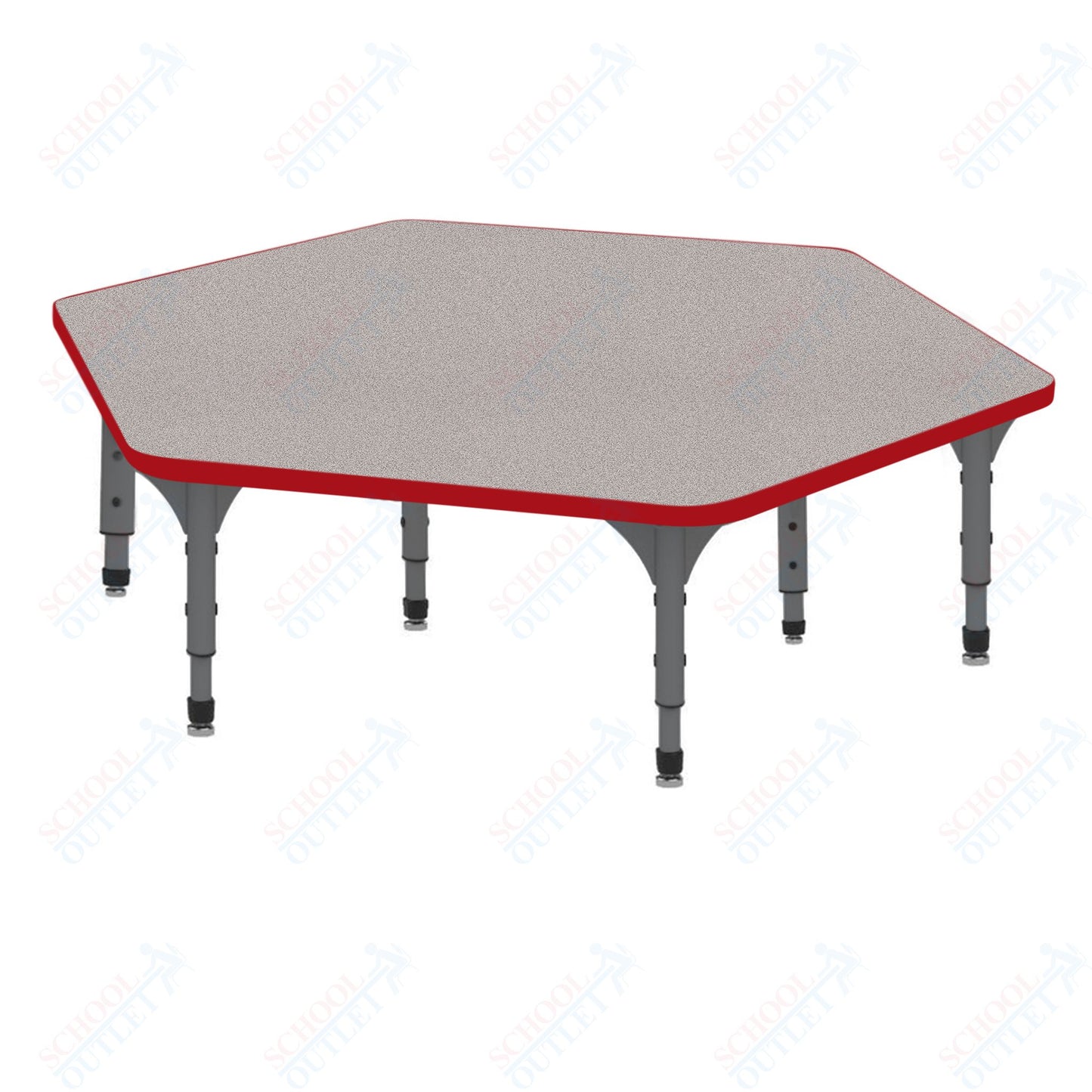 Marco Hexagon Floor Table 54.5" x 48" Adjustable Height 12"-15" (38-2254-MC)