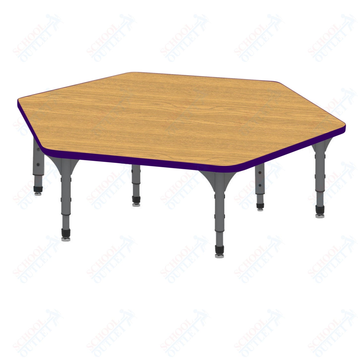 Marco Hexagon Floor Table 54.5" x 48" Adjustable Height 12"-15" (38-2254-MC)