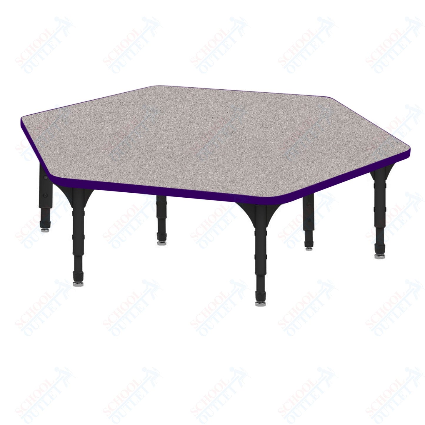 Marco Hexagon Floor Table 54.5" x 48" Adjustable Height 12"-15" (38-2254-MC)