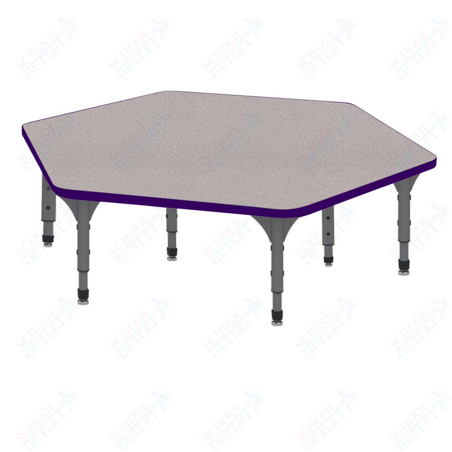 Marco Hexagon Floor Table 54.5" x 48" Adjustable Height 12"-15" (38-2254-MC)