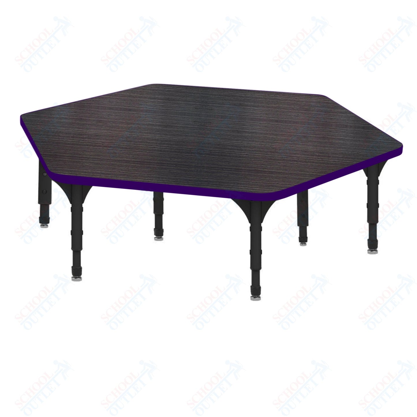 Marco Hexagon Floor Table 54.5" x 48" Adjustable Height 12"-15" (38-2254-MC)