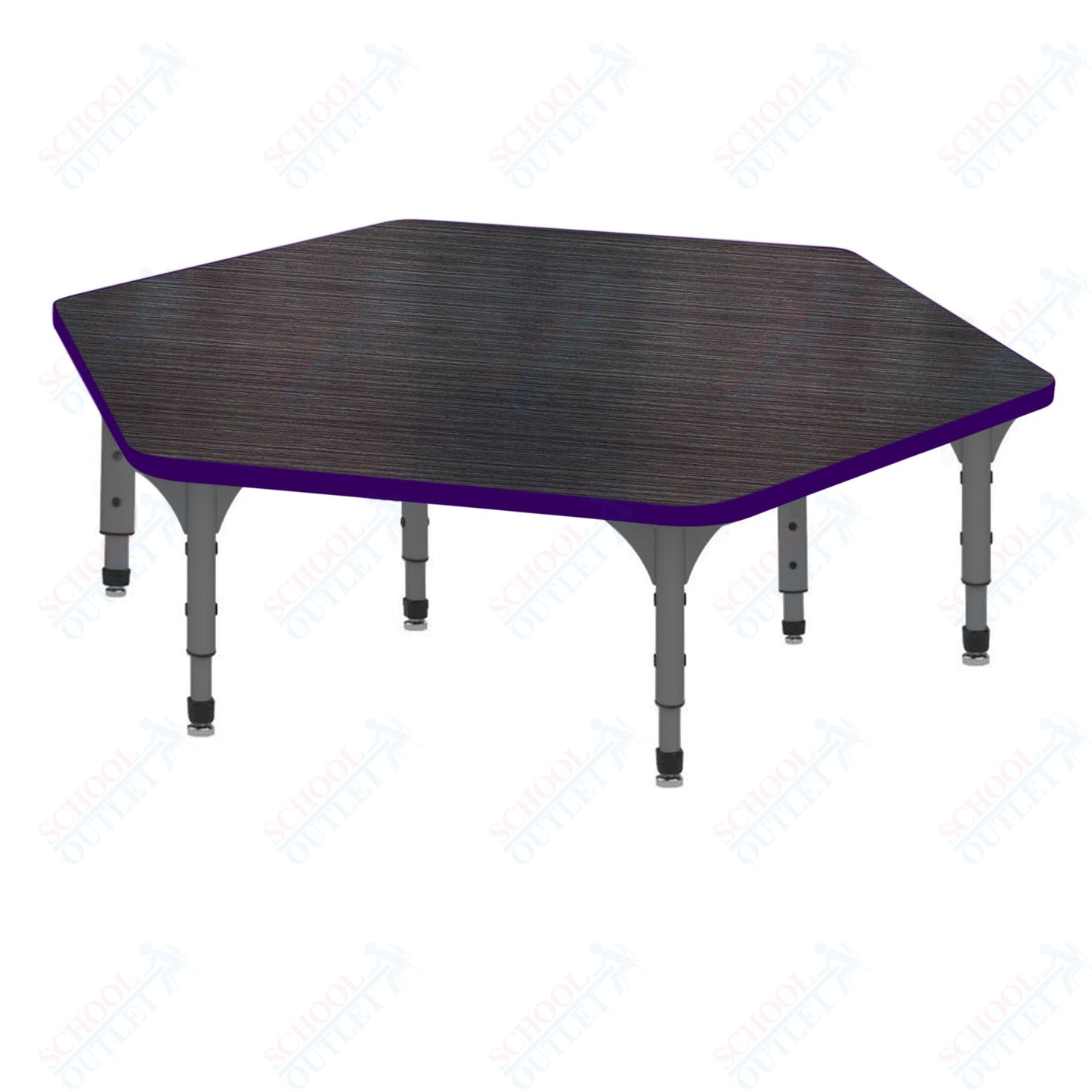 Marco Hexagon Floor Table 54.5" x 48" Adjustable Height 12"-15" (38-2254-MC)