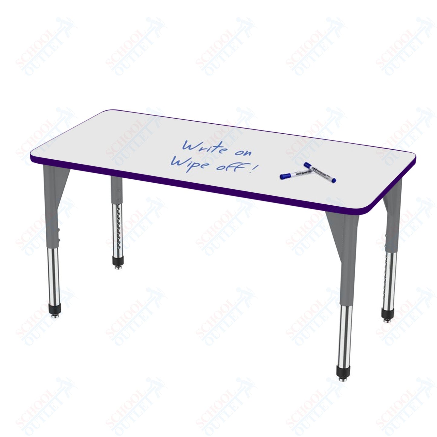 Marco Premier Series Rectangle Activity Table w/ Dry Erase Top 24" x 72" Adj Height 21"-31" (43-2230-DB)