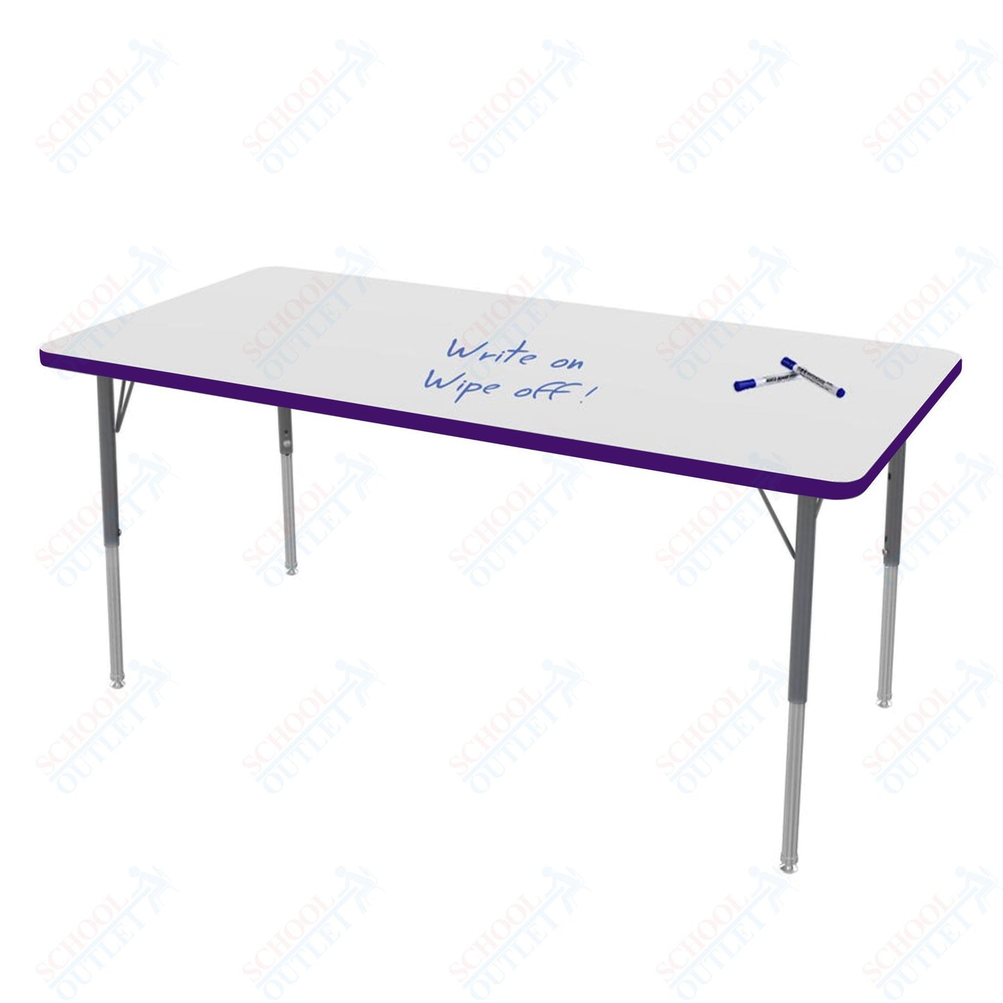 Marco MG2200 Series Rectangle Preschool Table w/ Dry Erase Top 30" x 60" Adj Height 16"-24" (MG2237-DA)